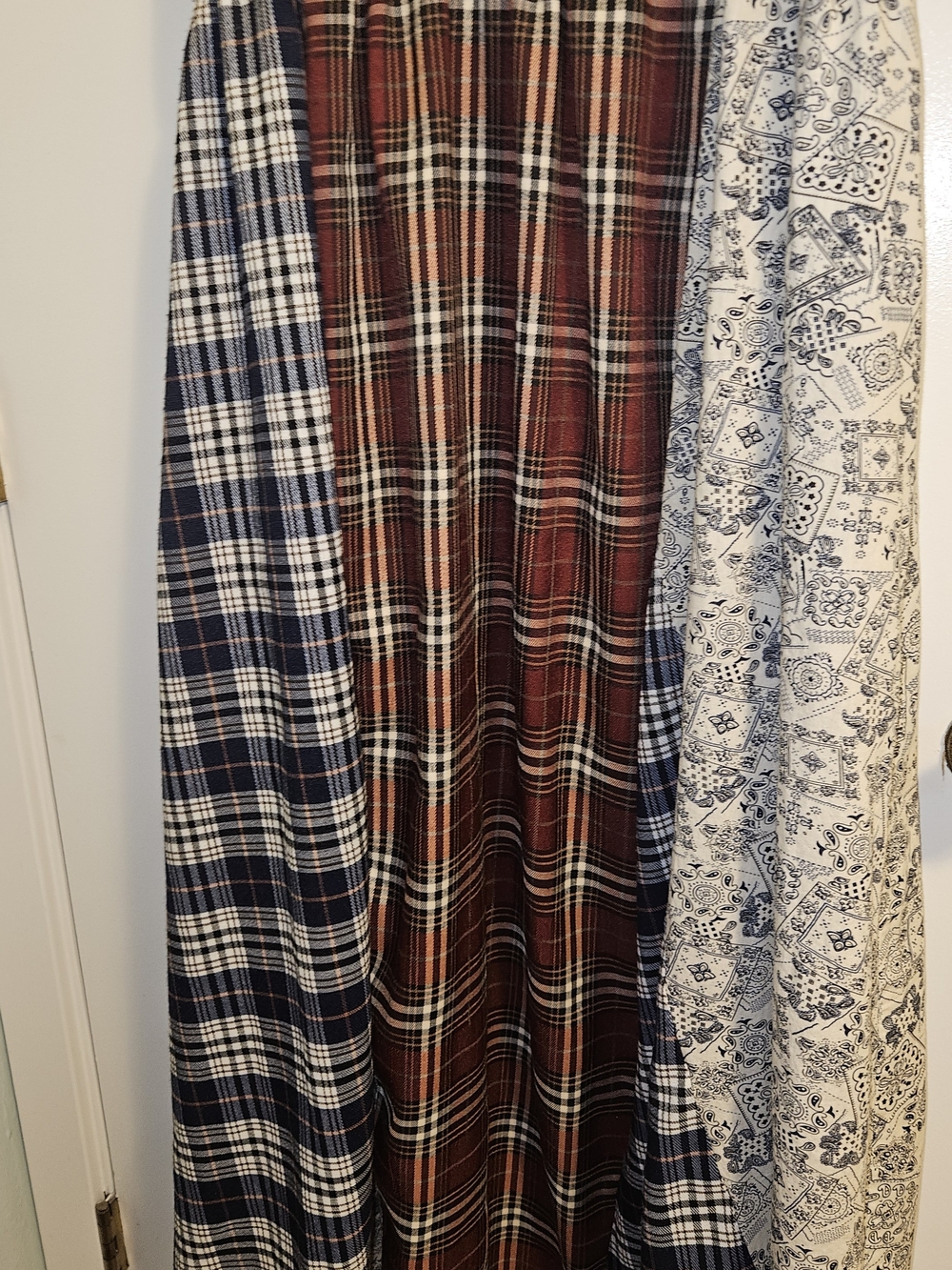 Patchwork Plaid Maxi Dress with Denim Bib - Picture 7 of 8